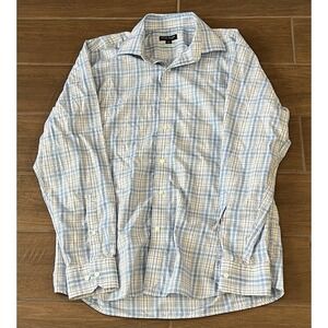 Peter Millar Men's Crown Crafted Size Large Cotton Sport Shirt Blue Plaid Flex